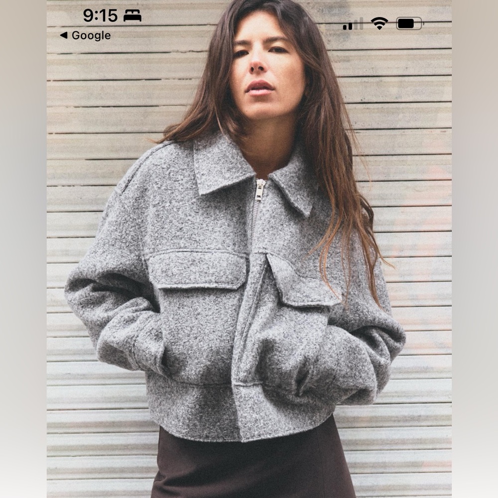 Zara boucle bomber jacket